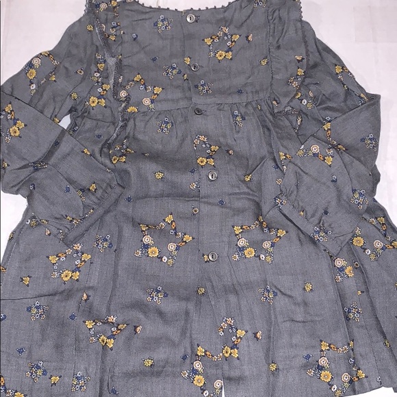 🔴 SOLD 🔴 Zara Grey LS Dress with Gold Flowers Fall 2-3y - Picture 5 of 5